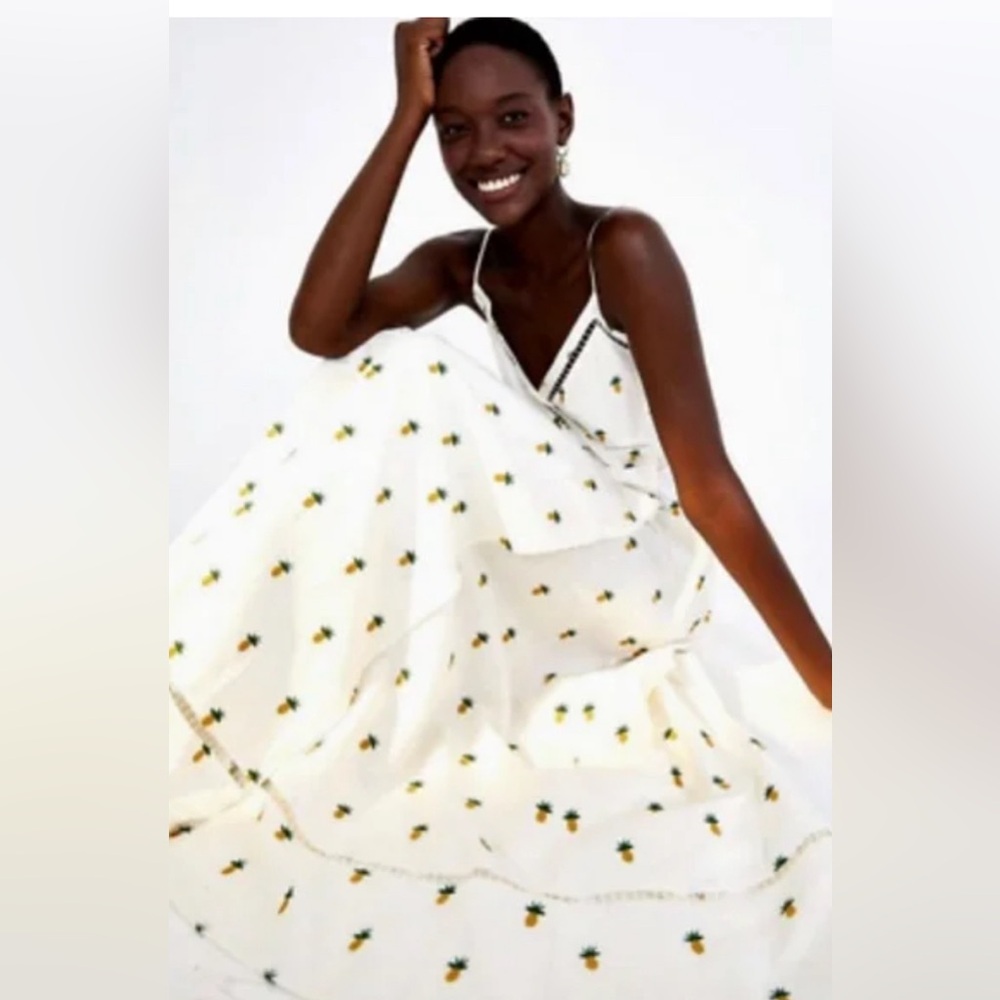 Farm Rio Embroidered Pineapple Wrap Dress